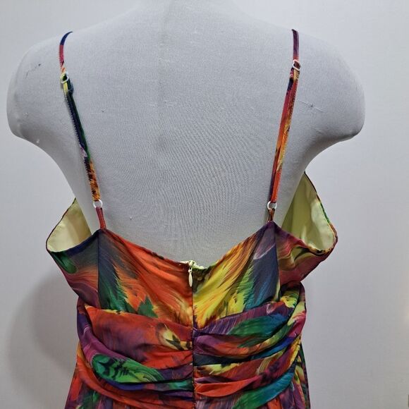 Goragal Summer Print Cutout Slip Long Boho Maxi Dress Orange Multi Color 2XL - Picture 15 of 17